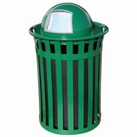 Witt Outdoor 50 Gal. Trash Receptacle Green Steel with Dome Top W-M5001-DT