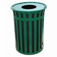 Witt Outdoor 50 Gal. Trash Receptacle Green Steel with Flat Top W-M5001-FT