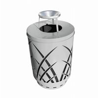 Witt Outdoor Sawgrass Can 40 Gal. Silver Steel with Ash Top W-SAW40P-AT