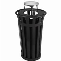 Witt Outdoor Trash Receptacle 24 Gal. Black Steel with Ash Top W-M2401-AT