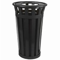 Witt Outdoor Trash Receptacle 24 Gal. Black Steel with Flat Top W-M2401-FT