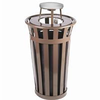 Witt Outdoor Trash Receptacle 24 Gal. Brown Steel with Ash Top W-M2401-AT