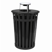 Witt Outdoor Trash Receptacle 36 Gal. Black Steel with Ash Top W-M3601-AT