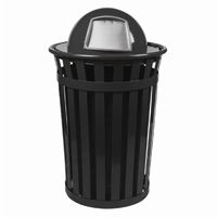 Witt Outdoor Trash Receptacle 36 Gal. Black Steel with Dome Top W-M3601-DT