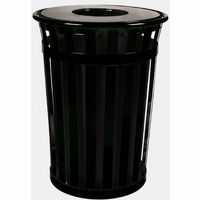 Witt Outdoor Trash Receptacle 36 Gal. Black Steel with Flat Top W-M3601-FT