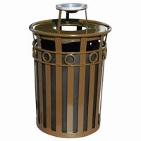 Witt Outdoor Trash Receptacle 36 Gal. Brown Steel with Ash Top - Decorative W-M3600-R-AT