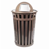 Witt Outdoor Trash Receptacle 36 Gal. Brown Steel with Dome Top W-M3601-DT
