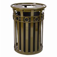 Witt Outdoor Trash Receptacle 36 Gal. Brown Steel with Flat Top - Decorative W-M3600-R-FT