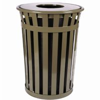 Witt Outdoor Trash Receptacle 36 Gal. Brown Steel with Flat Top W-M3601-FT