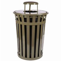 Witt Outdoor Trash Receptacle 36 Gal. Brown Steel with Rain Cap W-M3601-RC