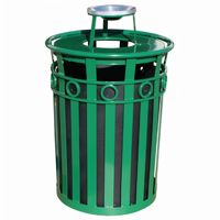 Witt Outdoor Trash Receptacle 36 Gal. Green Steel with Ash Top - Decorative W-M3600-R-AT