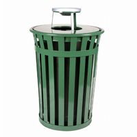 Witt Outdoor Trash Receptacle 36 Gal. Green Steel with Ash Top W-M3601-AT
