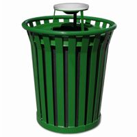 Witt Outdoor Trash Receptacle 36 Gal. Green Steel with Ash Top - Wydman W-WC3600-AT