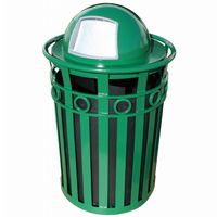 Witt Outdoor Trash Receptacle and 36 Gal. Green Steel with Dome Top W-M3600-R-DT