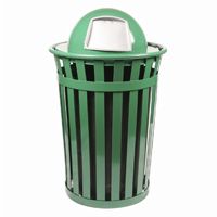 Witt Outdoor Trash Receptacle 36 Gal. Green Steel with Dome Top W-M3601-DT