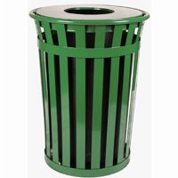 Witt Outdoor Trash Receptacle 36 Gal. Green Steel with Flat Top W-M3601-FT