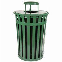 Witt Outdoor Trash Receptacle 36 Gal. Green Steel with Rain Cap W-M3601-RC
