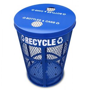 Witt Outdoor Expanded Metal Recycling 48 Gal. Blue Steel W-EXP-52NPBL-FTR