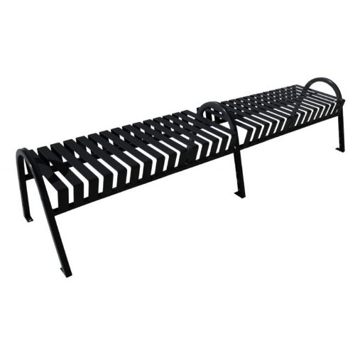 Witt Backless Outdoor Bench Black Steel 8 Feet Curved with Center W-M8-BBC-ARM-BK
