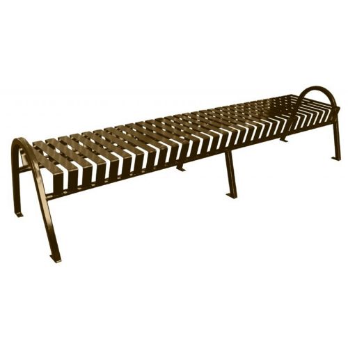 Witt Backless Outdoor Bench Brown Steel 8 Feet Curved W-M8-BBC-BN