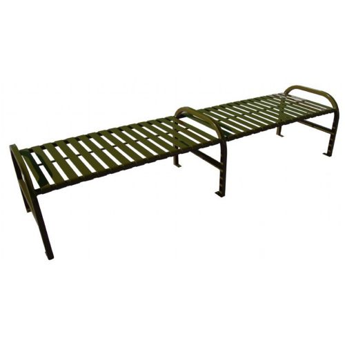 Witt Backless Outdoor Bench Brown Steel 8 Feet Straight with Center W-M8-BBS-ARM-BN