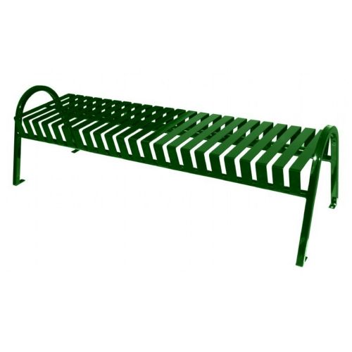 Witt Backless Outdoor Bench Green Steel 6 Feet Curved W-M6-BBC-GN