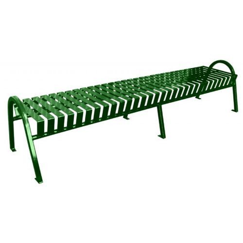 Witt Backless Outdoor Bench Green Steel 8 Feet Curved W-M8-BBC-GN