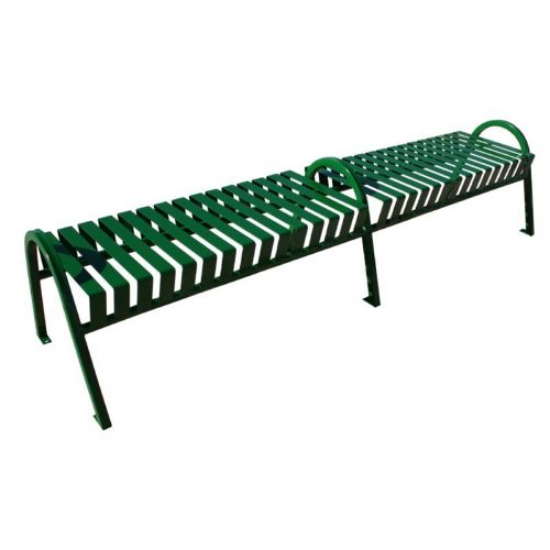 Witt Backless Outdoor Bench Green Steel 8 Feet Straight with Center W-M8-BBC-ARM-GN