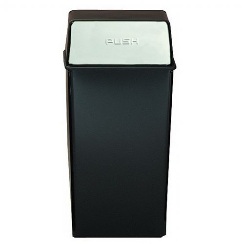 Witt Indoor Pushtop Receptacle 36 Gal. Black with Chrome Accents Steel W-36HT-22