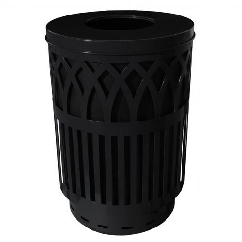 Witt Outdoor Covington Can 40 Gal. Black Steel with Flat Top W-COV40P-FT-BK