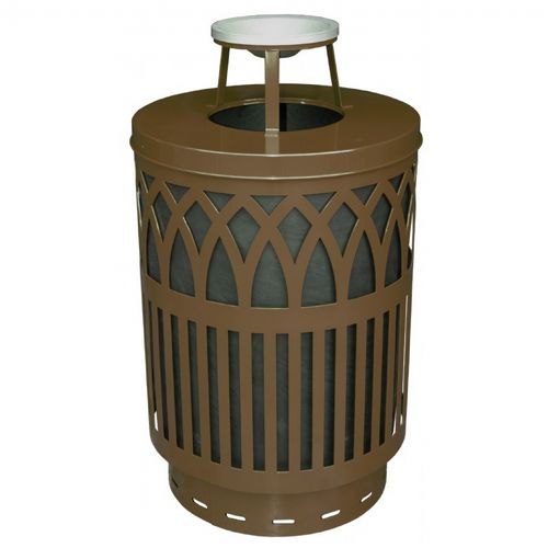 Witt Outdoor Covington Can 40 Gal. Brown Steel with Ash Top W-COV40P-AT-BN