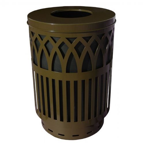 Witt Outdoor Covington Can 40 Gal. Brown Steel with Flat Top W-COV40P-FT-BN