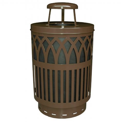 Witt Outdoor Covington Can 40 Gal. Brown Steel with Rain Cap W-COV40P-RC-BN