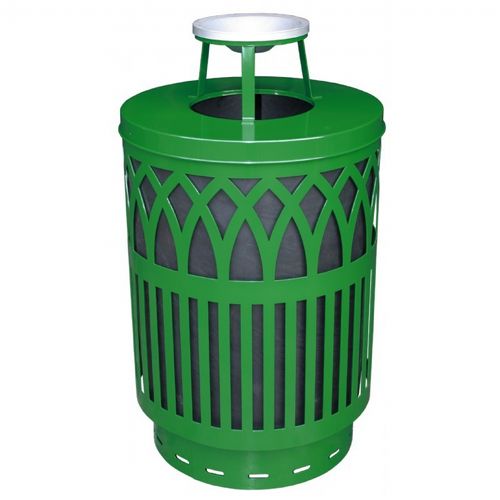 Witt Outdoor Covington Can 40 Gal. Green Steel with Ash Top W-COV40P-AT-GN