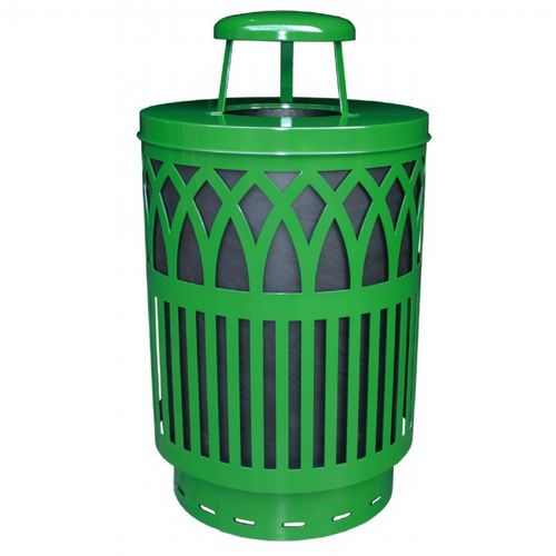 Witt Outdoor Covington Can 40 Gal. Green Steel with Rain Cap W-COV40P-RC-GN