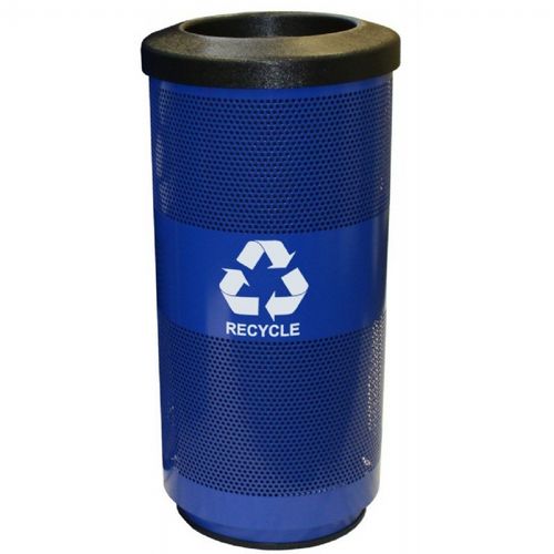 Witt Outdoor Perforated Recycling Receptacle 20 Gal. Blue Streak II Steel W-SC20-01-RP-BL
