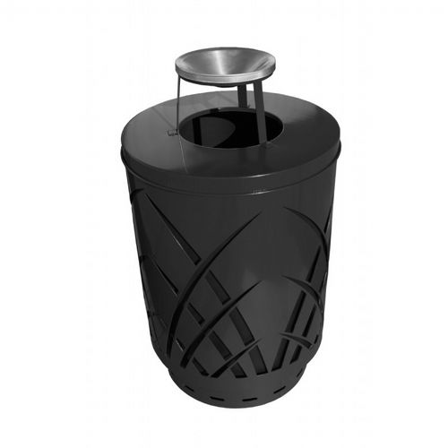 Witt Outdoor Sawgrass Can 40 Gal. Black Steel with Ash Top W-SAW40P-AT-BK
