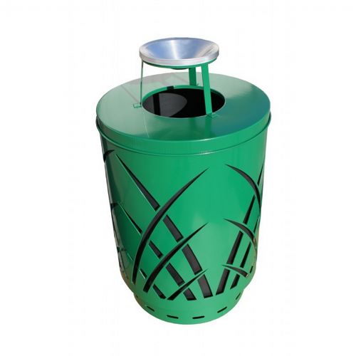 Witt Outdoor Sawgrass Can 40 Gal. Green Steel with Ash Top W-SAW40P-AT-GN