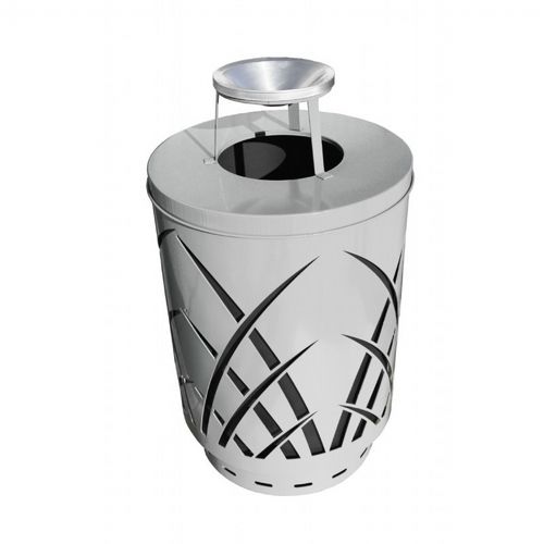 Witt Outdoor Sawgrass Can 40 Gal. Silver Steel with Ash Top W-SAW40P-AT-SLV