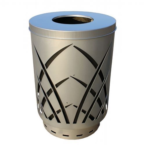 Witt Outdoor Sawgrass Can 40 Gal. Silver Steel with Flat Top W-SAW40P-FT-SLV