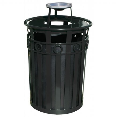 Witt Outdoor Trash Receptacle 36 Gal. Black Steel with Ash Top