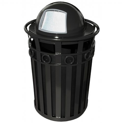 Witt Outdoor Trash Receptacle and 36 Gal. Black Steel with Dome Top W-M3600-R-DT-BK