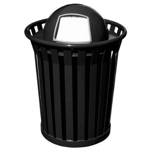 Witt Outdoor Trash Receptacle 36 Gal. Black Steel with Dome Top - Wydman W-WC3600-DT-BK