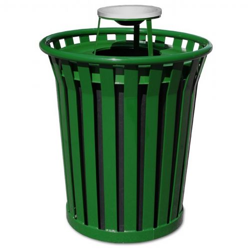 Witt Outdoor Trash Receptacle 36 Gal. Green Steel with Ash Top - Wydman W-WC3600-AT-GN