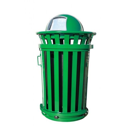 Witt Outdoor Trash Receptacle 36 Gal. Green Steel with Dome Top and Sliding Gate W-M3601SD-DT-GN