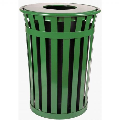 Witt Outdoor Trash Receptacle 36 Gal. Green Steel with Flat Top W-M3601-FT-GN
