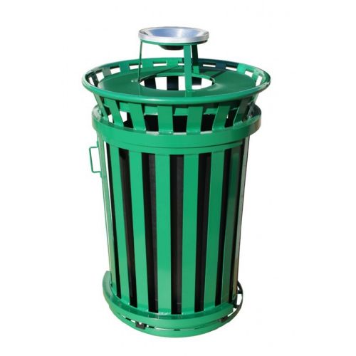 Witt Outdoor Trash Receptacle with ash top 36 Gal. Green Steel W-M3601SD-AT-GN