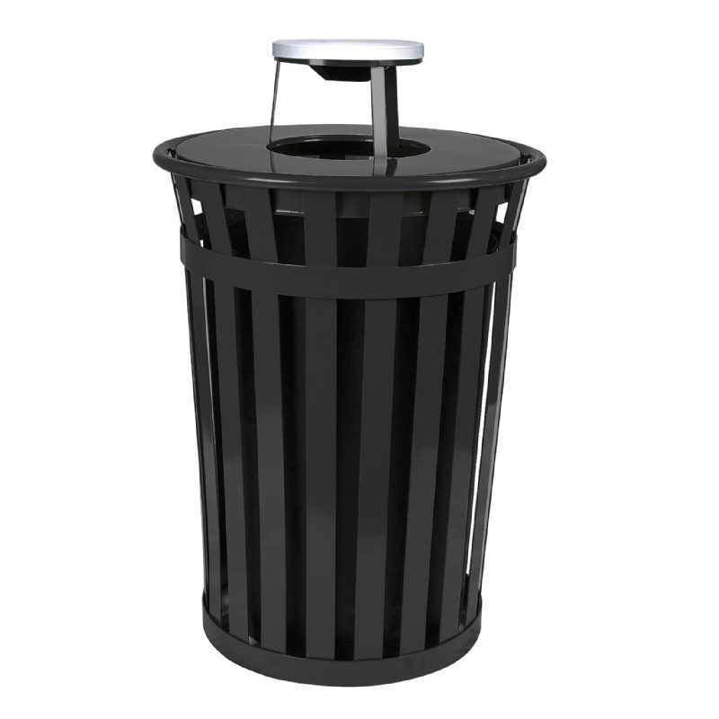 Witt Outdoor Trash Receptacle 36 Gal. Black Steel with Ash Top WM3601
