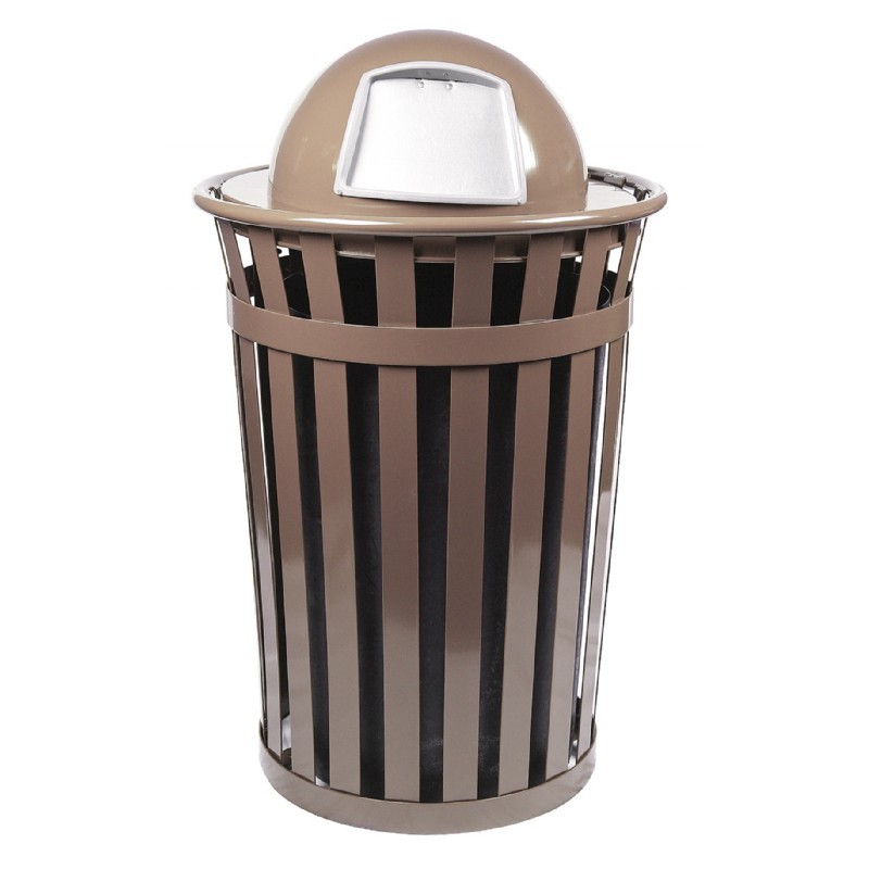 Witt Outdoor Trash Receptacle 36 Gal. Brown Steel with Dome Top WM3601