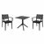 Artemis Dining Set with Sky 27" Square Table Black S011108